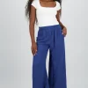 Pantalón Wide Leg Cintura Alta Fruncida