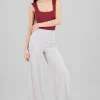 Pantalón Wide Leg Cintura Alta Costuras