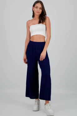Pantalón Wide Leg Cintura Alta Fruncida