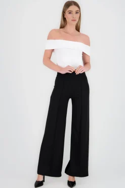 Pantalón Wide Leg Cintura Alta Costuras
