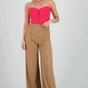 Pantalón Wide Leg Cintura Alta Costuras