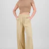 Pantalón Wide Leg Cintura Alta Fruncida
