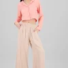 Pantalón Wide Leg Cintura Alta Fruncida