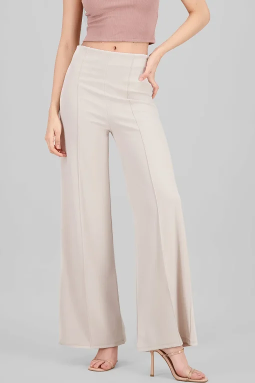 Pantalón Wide Leg Cintura Alta Costuras