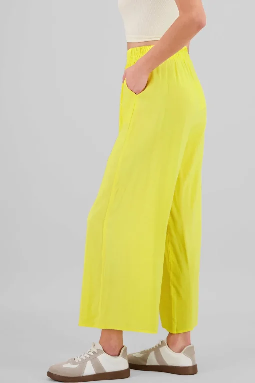 Pantalón Wide Leg Cintura Alta Fruncida