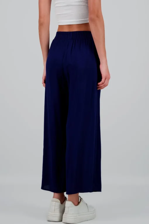 Pantalón Wide Leg Cintura Alta Fruncida