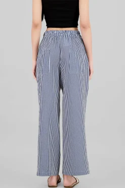 Pantalon amplio detalle resorte rayas