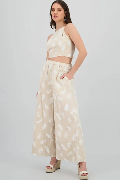 Pantalon amplio estampado tropical