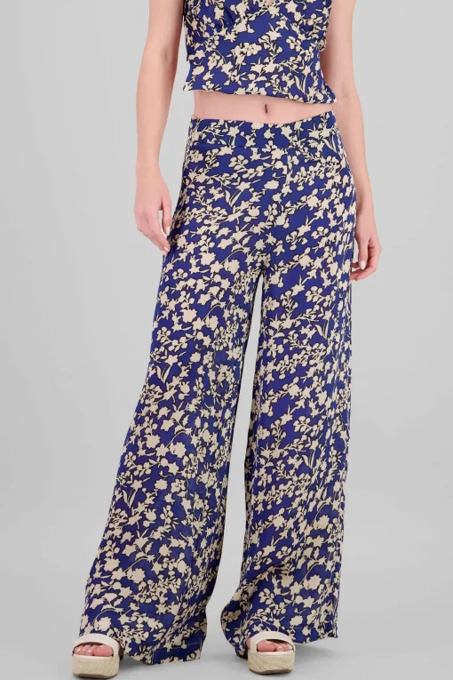 Pantalon amplio estampado flores