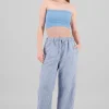Pantalon amplio rayas detalle bolsas