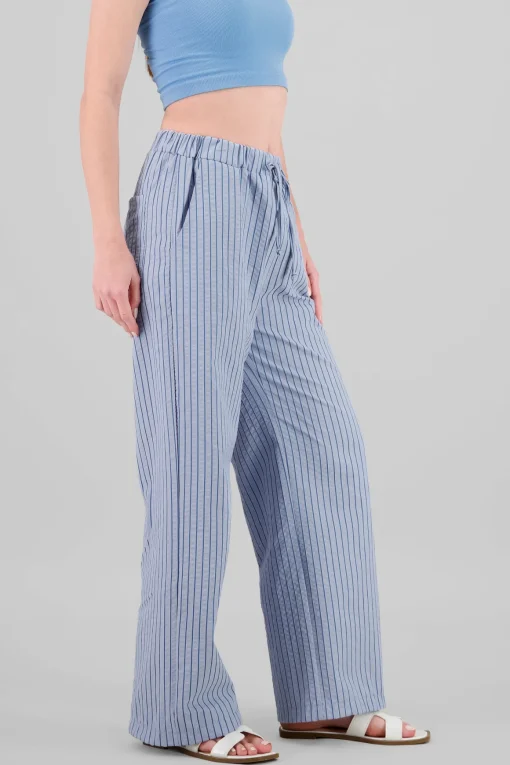Pantalon amplio rayas detalle bolsas