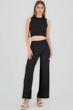 Pantalon amplio textura polkas