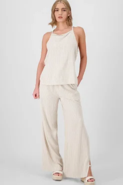 Pantalon rayas lino