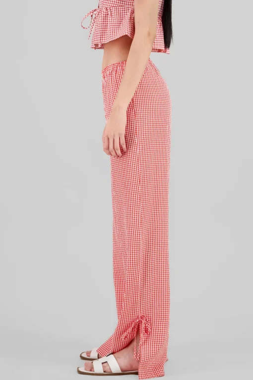 Pantalon recto cuadros detalle moño