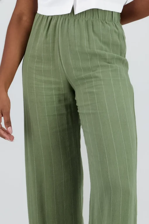 Pantalon recto rayas resorte pretina