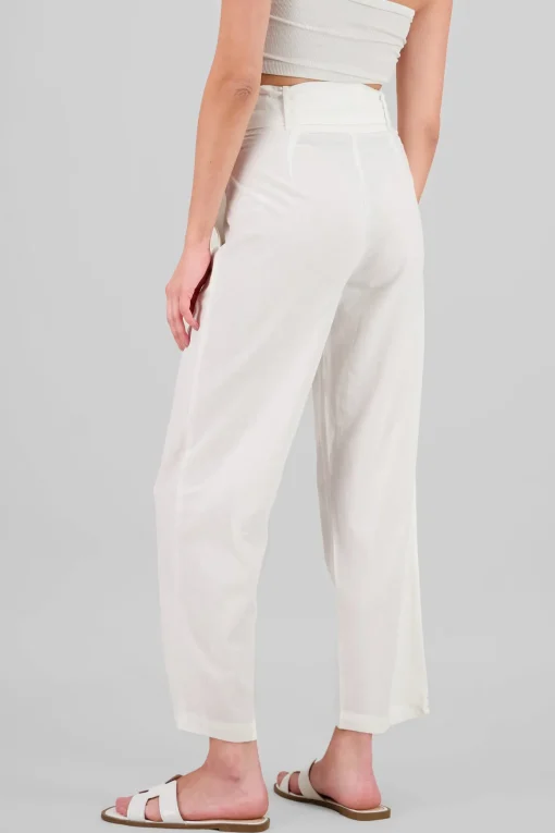 Pantalon straight mezcla lino
