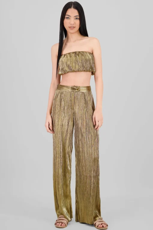Pantalon textura brillo