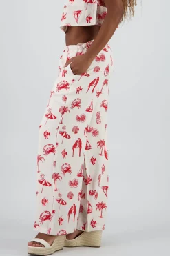 Pantalon tropical con mini print