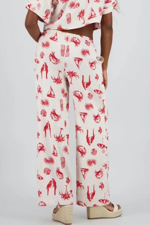 Pantalon tropical con mini print