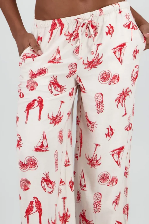 Pantalon tropical con mini print