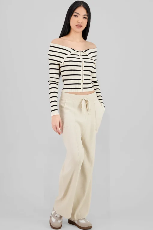 Pantalon wide leg tejido bolsas