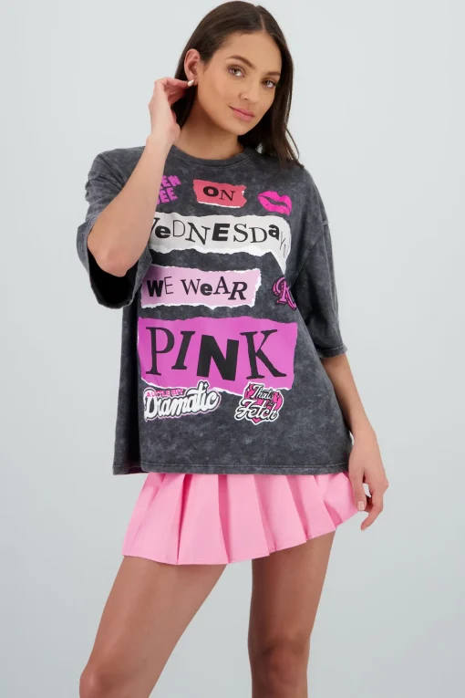 Playera acid mean girls manga corta