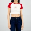 Playera contraste mangas estampado conejito