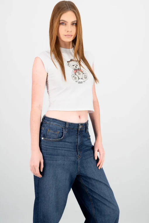 Playera espampado oso vaquero