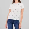 Playera manga corta cuello redondo detalle flores