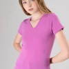 Playera manga corta escote v liso