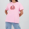 Playera oversize manga corta estampado granada