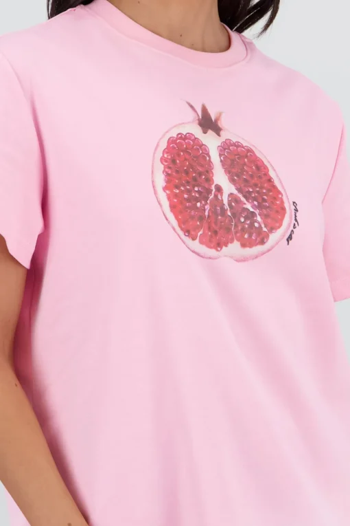 Playera oversize manga corta estampado granada