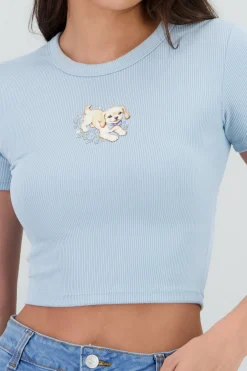 Playera rib estampado rib y flores