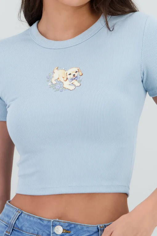 Playera rib estampado rib y flores