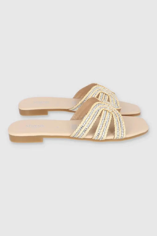 Sandalia mula yute cruce brillos