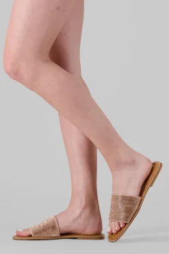 Sandalia Plana Capitonada Brillos
