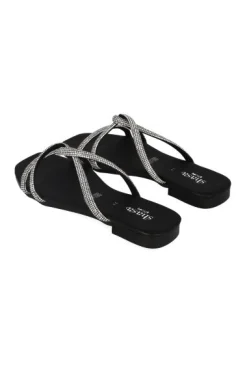 Sandalia Plana Cintas Cruzadas Multi Brillos