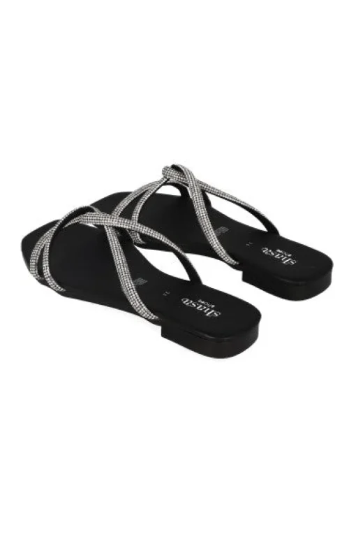 Sandalia Plana Cintas Cruzadas Multi Brillos