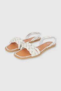 Sandalia slingback trenza brillos