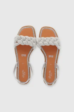 Sandalia slingback trenza brillos