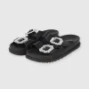 Sandalias Doble Hebilla Piedras Brillosas
