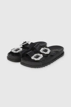Sandalias Doble Hebilla Piedras Brillosas