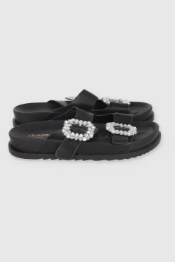 Sandalias Doble Hebilla Piedras Brillosas