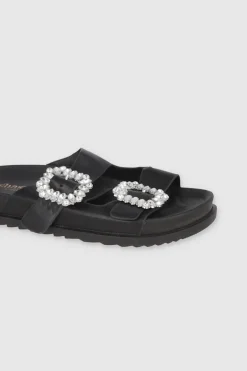 Sandalias Doble Hebilla Piedras Brillosas