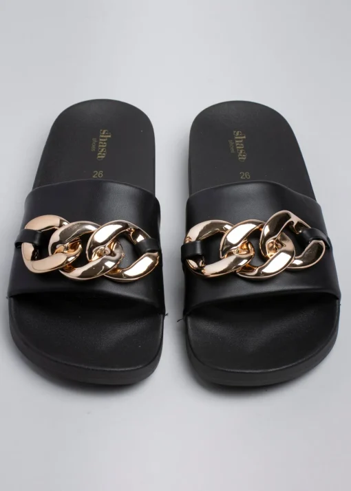 Sandalias slide cadena chunky frontal