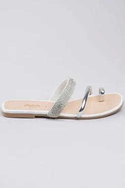 Sandalias Tiras Brillos Anillo Dedo