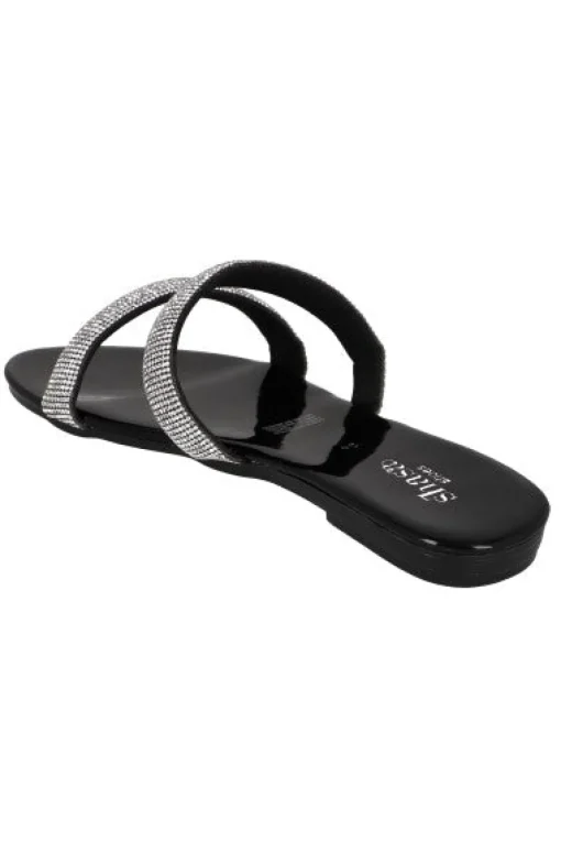 Sandalias tiras dobles brillos