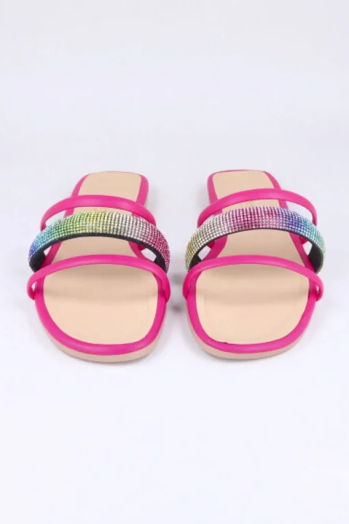 Sandalias triple tira brillos