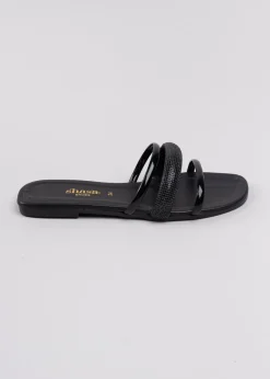 Sandalias triple tira brillos