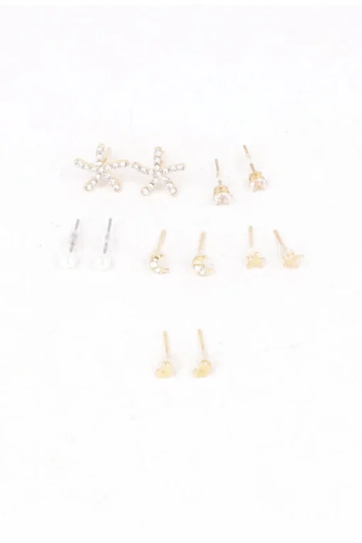 Set 6 pares aretes estrella